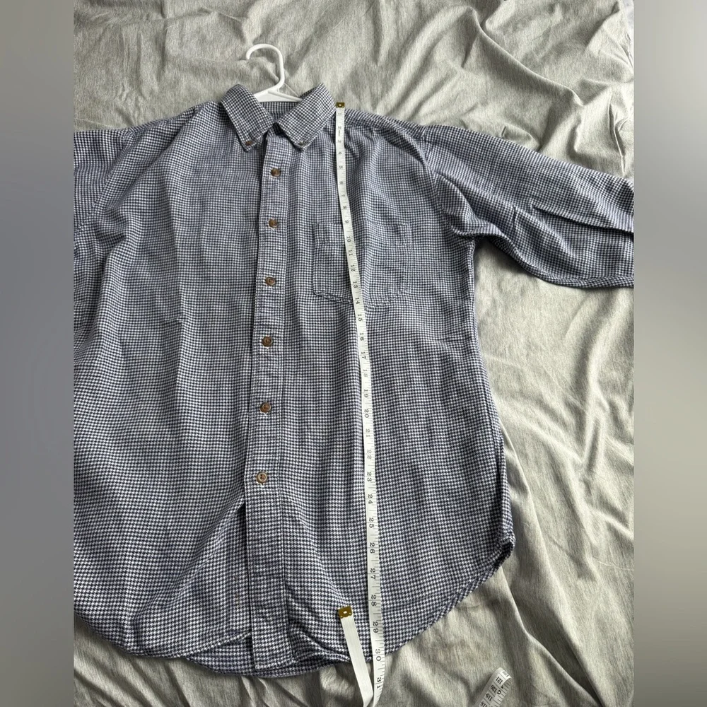Vintage J.Crew Men’s Flannel Button Up Medium 100% Cotton Herringbone Navy